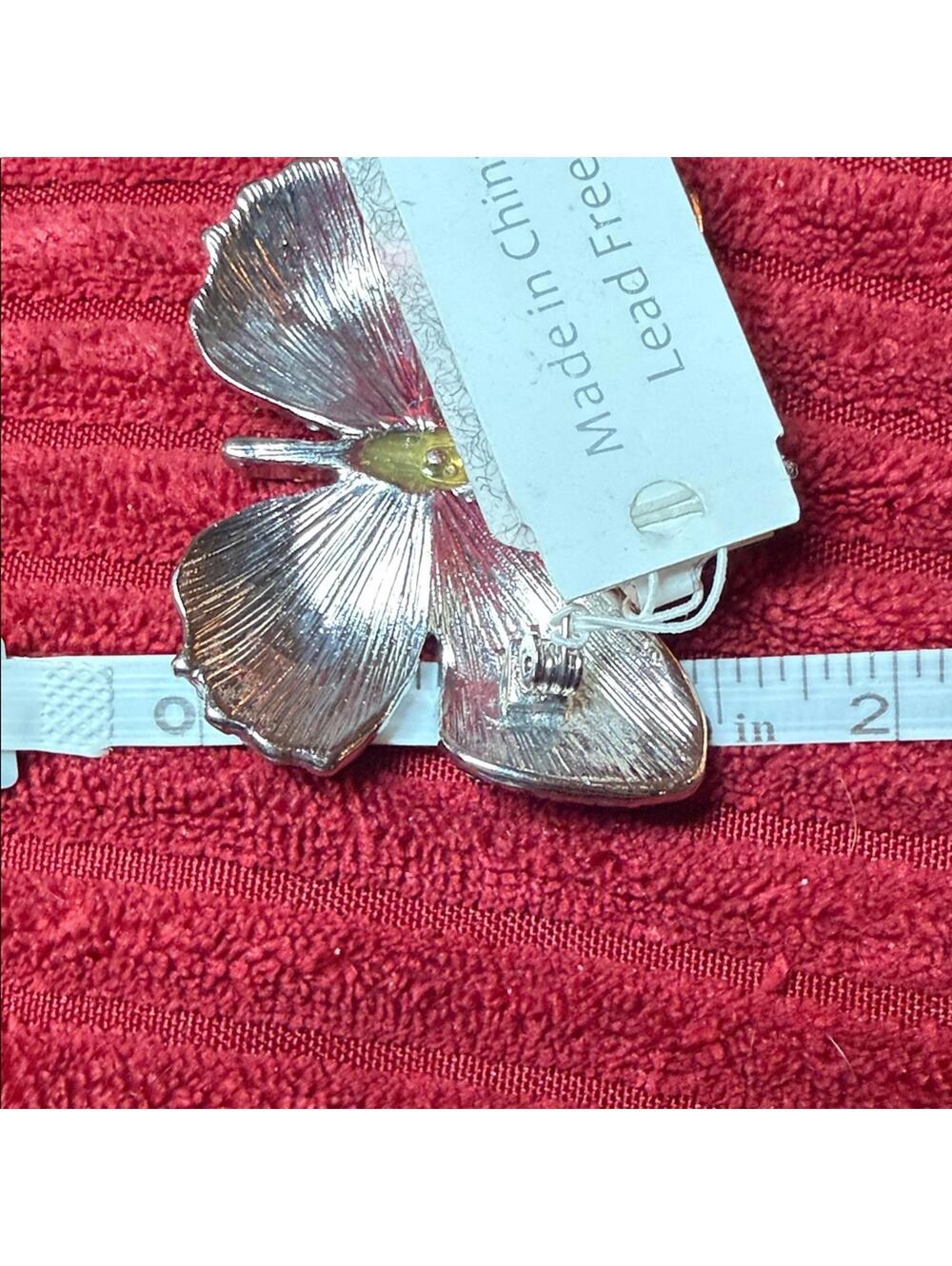 Colorful Rhinestone Butterfly Brooch - Picture 4 of 5